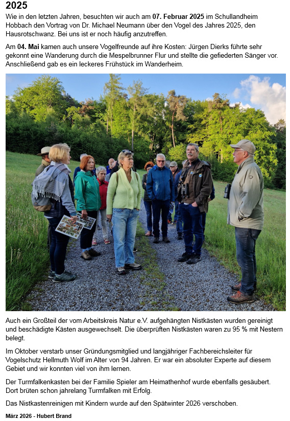 Vogel- und Fledermausschutz, Arbeitskreis Natur Spessart